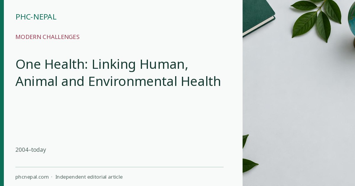 One Health: Linking Human, Animal and Environmental Health