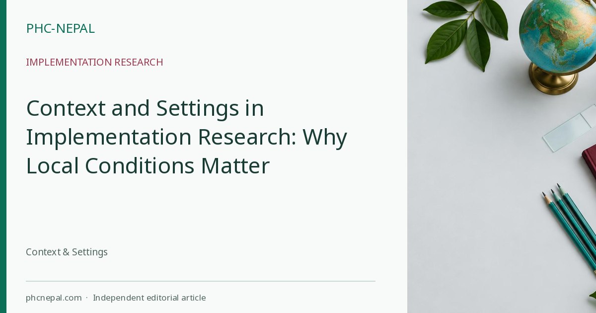 Context and Settings in Implementation Research: Why Local Conditions Matter